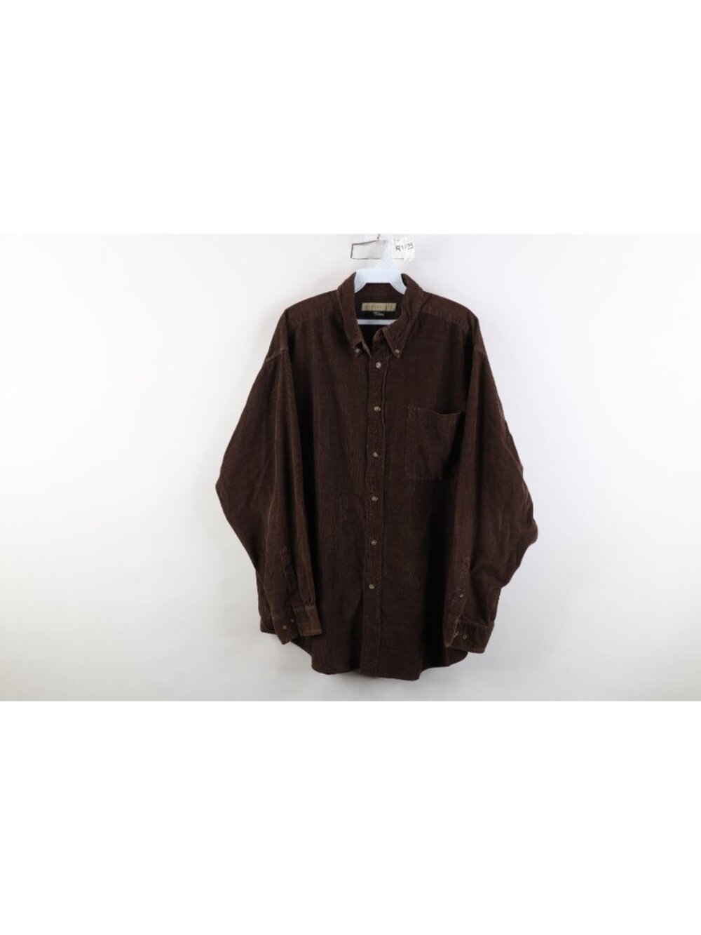 Vintage 90s Streetwear Mens Large Faded Baggy Corduroy Button Down Shirt Brown